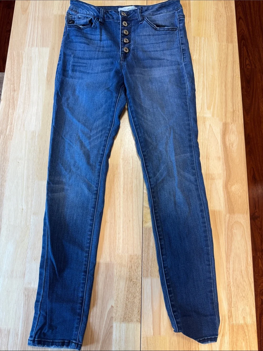 KanCan Dark Blue High-Rise Button Fly Skinny Jeans